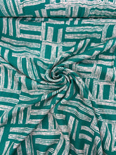 Load image into Gallery viewer, Green geometric dash lines viscose - 1/2mtr