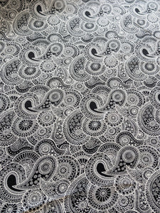 Fabric Remnant - black paisley viscose - 90cms