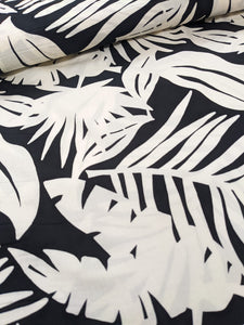 Fabric Remnant - black palm viscose - 75cms