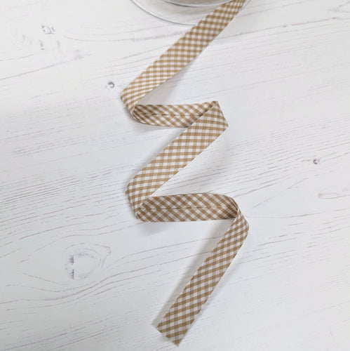 Bias Binding 20mm - beige gingham