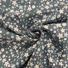 Load image into Gallery viewer, Grey and blue ditsy floral cotton fabric (wide) - 1/2 mtr