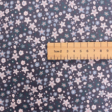 Load image into Gallery viewer, Grey and blue ditsy floral cotton fabric (wide) - 1/2 mtr