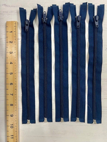 Open ended zips navy 10” x 5