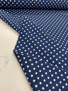 Navy Spot Wide Cotton Fabric - 1/2 mtr