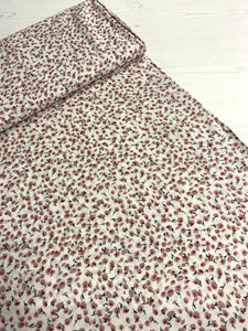 Salmon Pink and White Ditsy Floral Viscose Fabric - 1/2mtr
