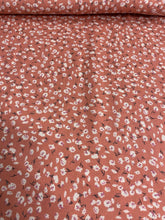 Load image into Gallery viewer, Salmon Pink and White Ditsy Floral Viscose Fabric - 1/2mtr