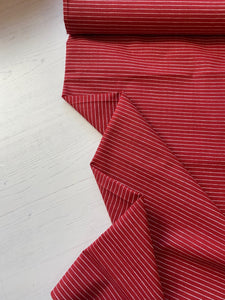 Red and white pin stripe cotton fabric - 1/2m