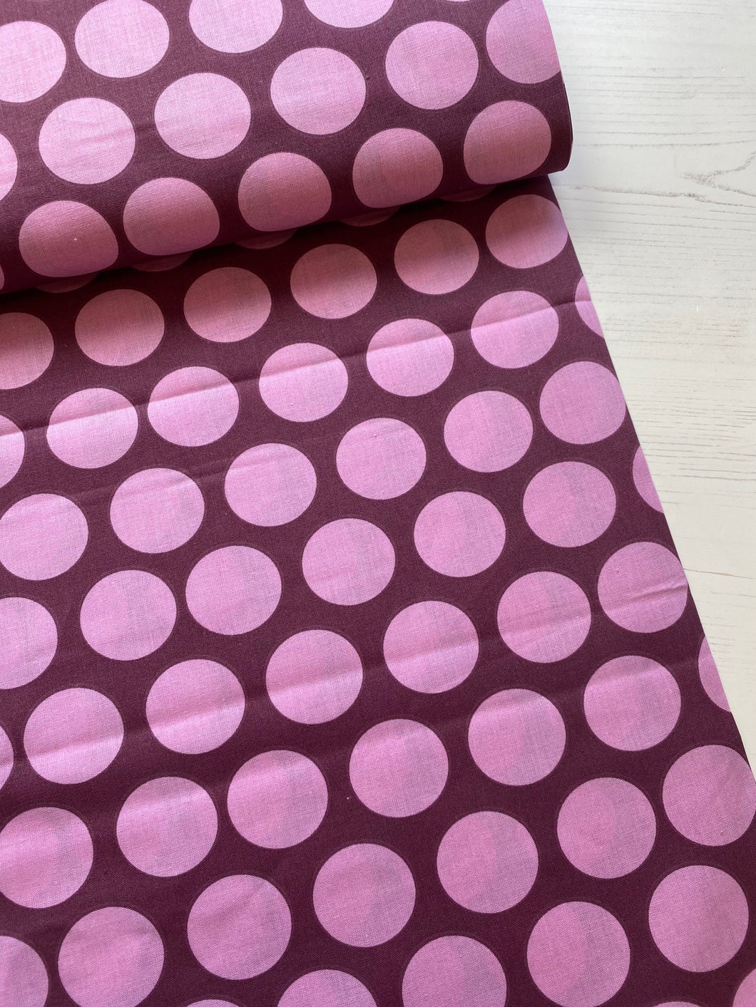 Mauve Large Dot cotton fabric - 1/2 mtr
