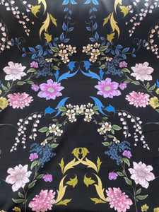 Black Floral Viscose Fabric x 1/2 metre