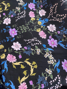 Black Floral Viscose Fabric x 1/2 metre